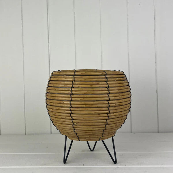 Bulbous Rattan Pot with Legs