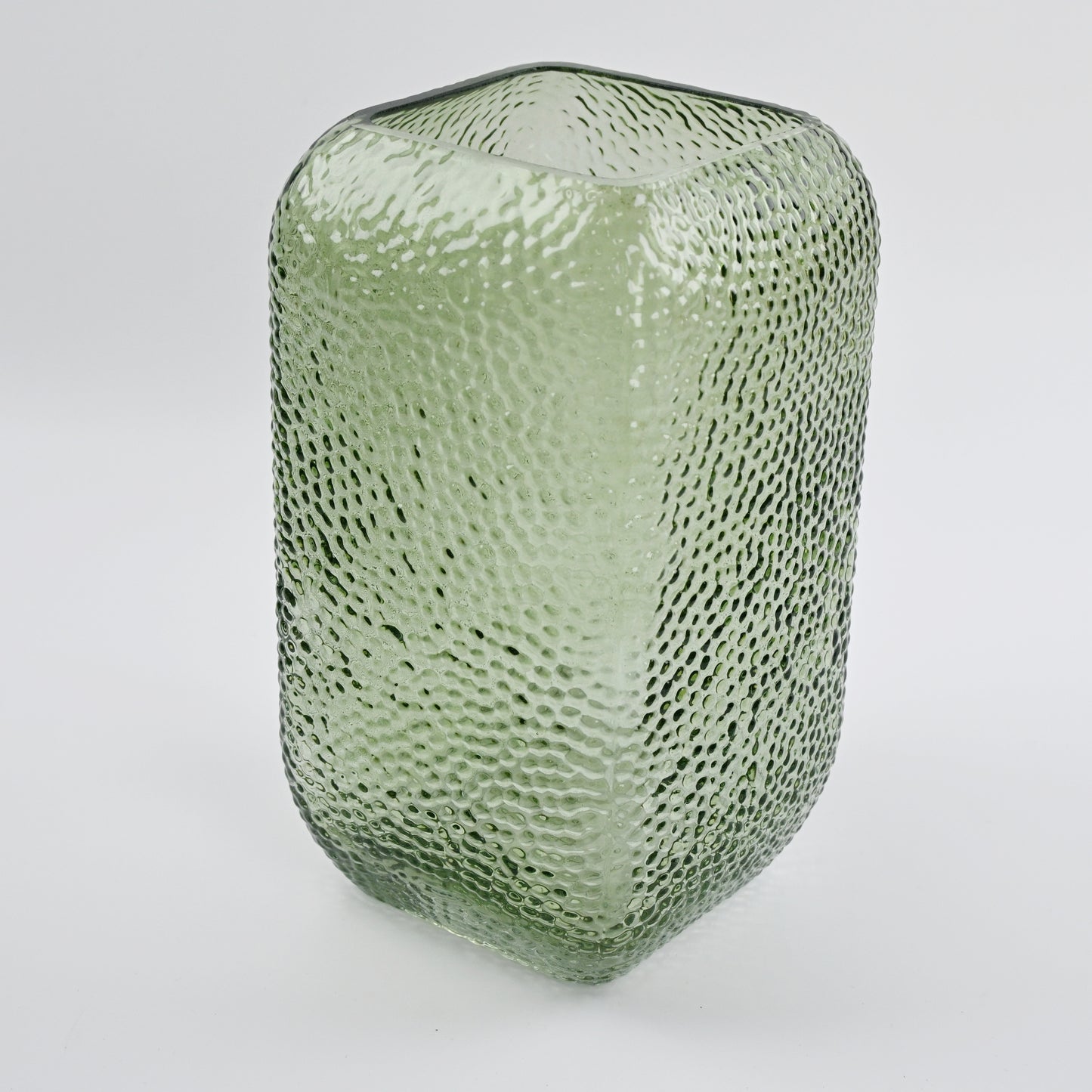 Vintage Green Dimpled Square Vase