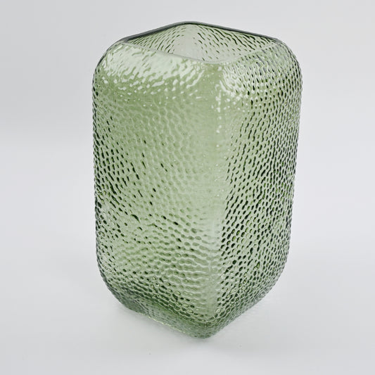 Vintage Green Dimpled Square Vase