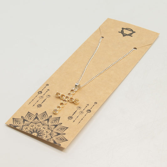 Silver Plated (45cm Chain)- Citrine Crucifix