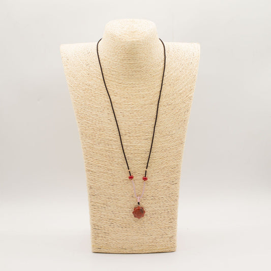 Cord Necklace Gemstone Pendant - Carnelian Sun Face