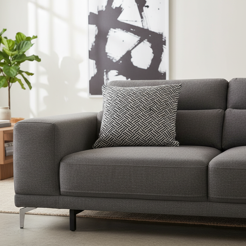 Classic Cushion Cover - Criss-Cross Black - 40x40cm