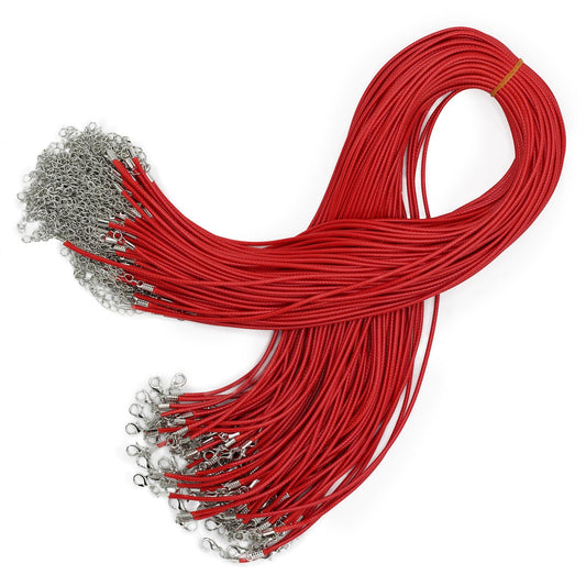 Waxed Pendant Cord - 2mm x 55cm - Red 106