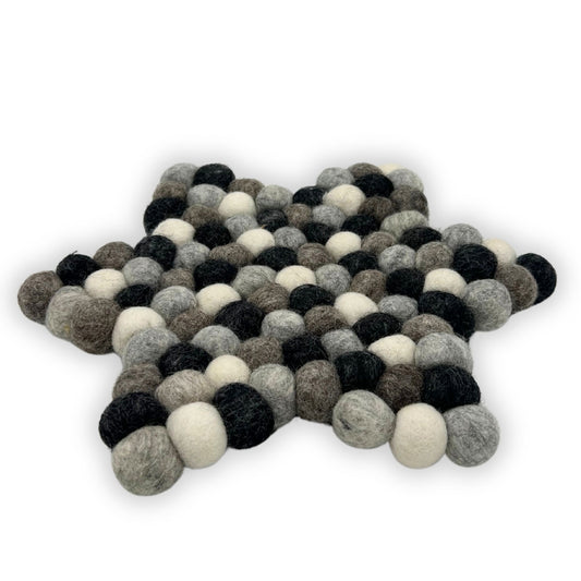 Felt Ball Star Centre Mat - Multi Grey Colour