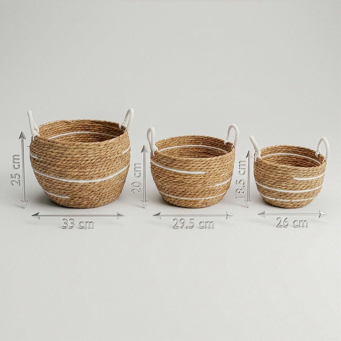 Cotton & Seagrass Large Baskets – Natural Stripes – Set of 11