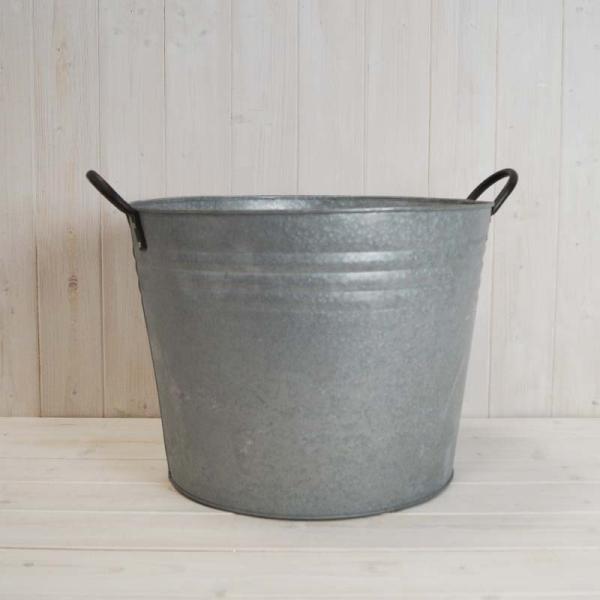 Round Aged Zinc Planter