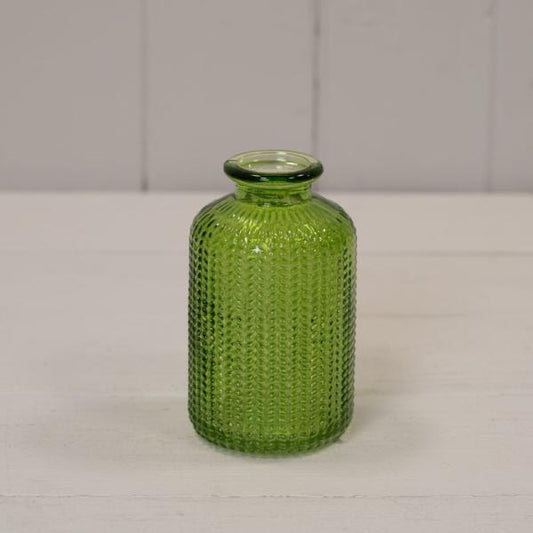 Emerald Green Dimpled Glass Bottle
