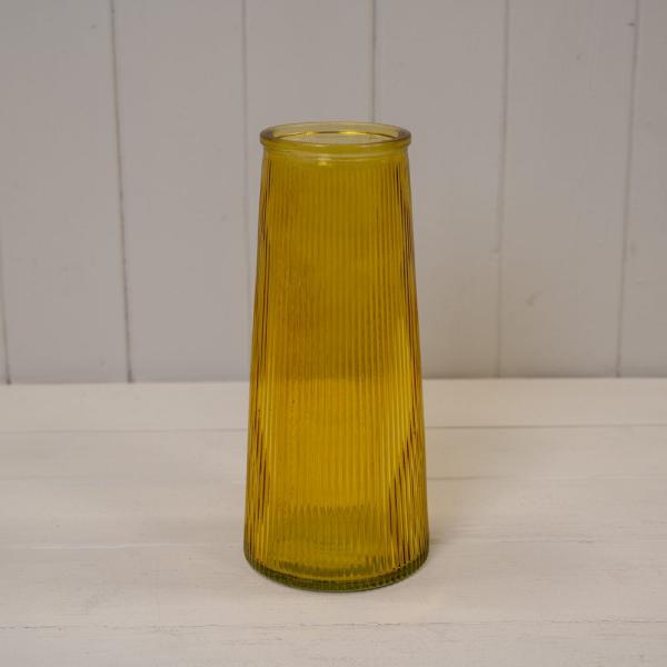 Yellow Tall Ribbed Vase