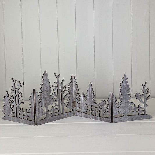 Grey Wooden Christmas Scene Display (18.5cm)
