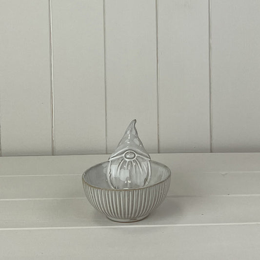 Glazed Gonk Ceramic Bowl with Textured Detail L12.8xD11.1xH10cm Weight-283g