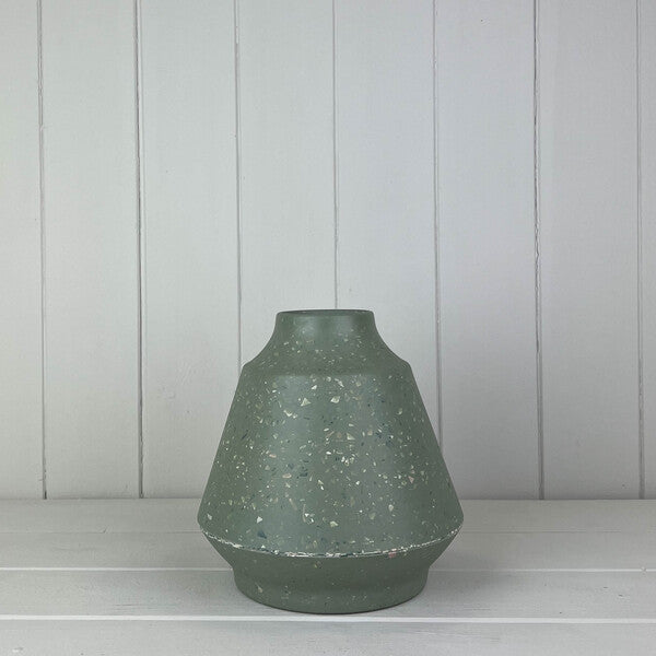 Earthy Sage Bamboo Terazzo Skandi Vase 18cm Weight-1540g