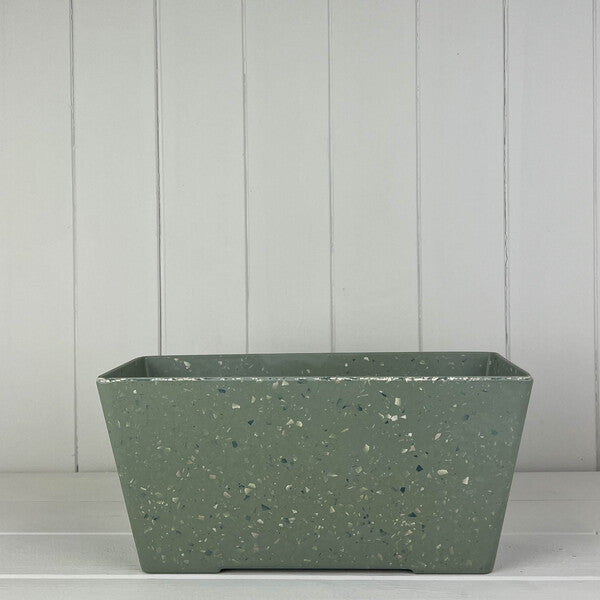 Earthy Sage Bamboo Terrazzo Windowsill Planter 29.5cm 13cm H14cm Weight-1540g