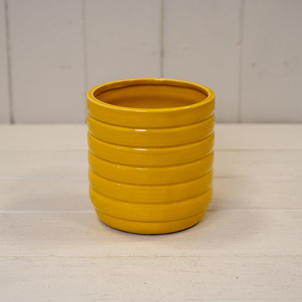 Mustard Beehive Ceramic Pot