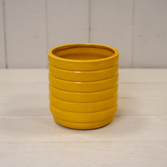 Mustard Beehive Ceramic Pot