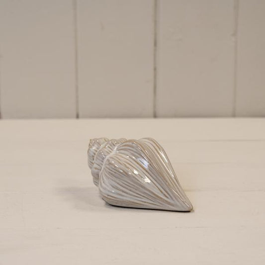 Glazed Ceramic Shell Ornament With Textured Detail