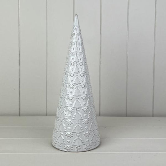 Glazed Ceramic Tree Ornament with Textured Detail L12.1xD12.1xH31.9cm