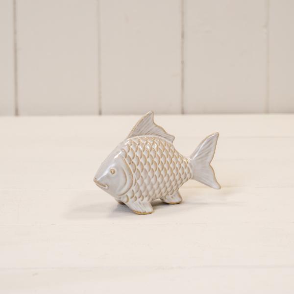 Glazed Ceramic Fish Ornament with Textured Detail (L10xW4xH7.5cm)