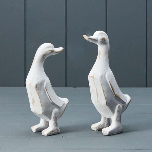 Mixed Whitewashed Wooden Ducks H18.7 W10 D6.4 - 119G
