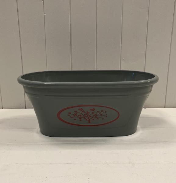 Grey Round Love Heart Tree Trough Recycled Plastic Planter
