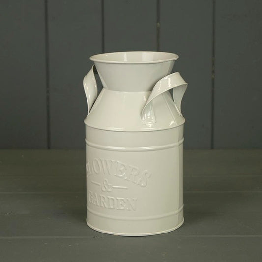 Grey Flowers and Garden zinc milk churn 9.5cm BD11cm H18cm with PVC Liner