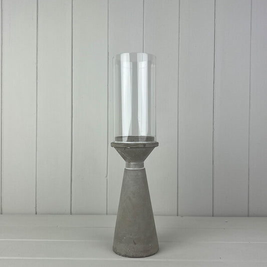 Concrete Candle Holder (D9cm TH20.5cm) with glass shade (D8cm H15cm) (Send with CE480029LS Lampsha