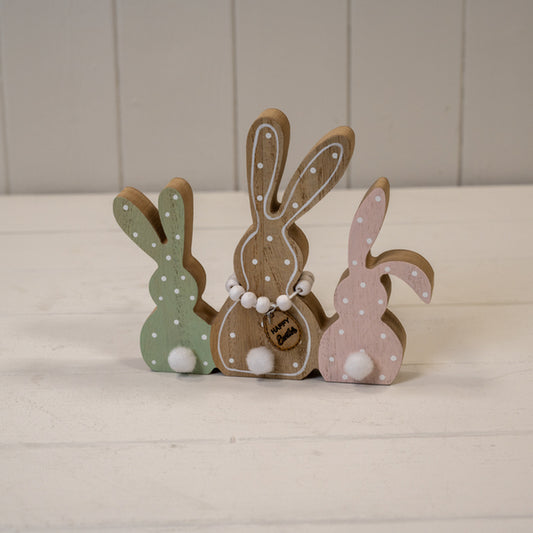 Mixed Colour Wooden Rabbit Decoration