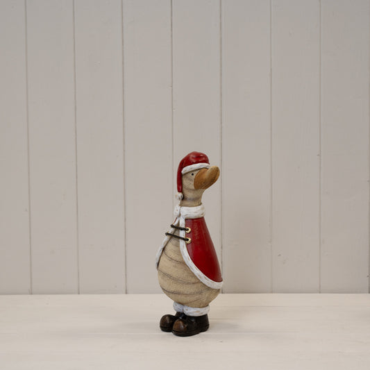 Polyresin Duck With Santa Hat 31.3cm
