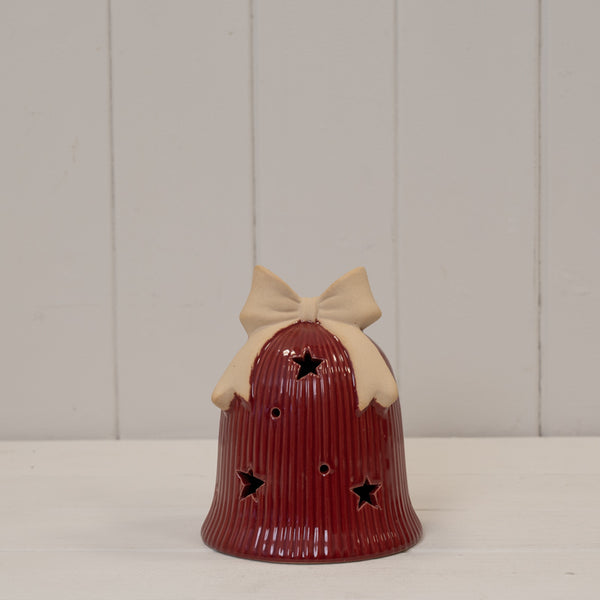 Red Ceramic Bell with LED L12.1xW12.1xH15.4cm
