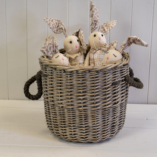 Round Log Basket with Rope Handles TD26xH25xB16cm Weight-400g