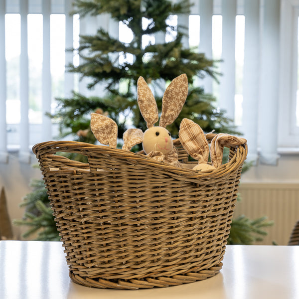Oval Log Basket with Ears T44x32xH20/27xB33x23cm