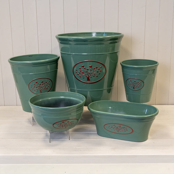 Green Round Love Heart Tree Bowl Recycled Plastic Planter D30cm