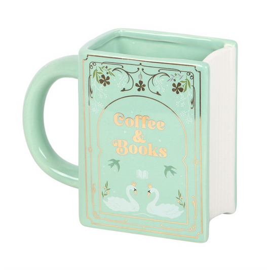 Coffee and Books Green Book Shaped Mug
