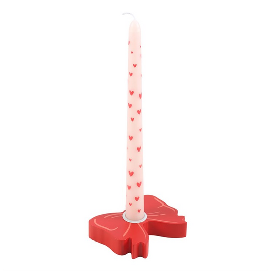 Red Bow Taper Candle Holder