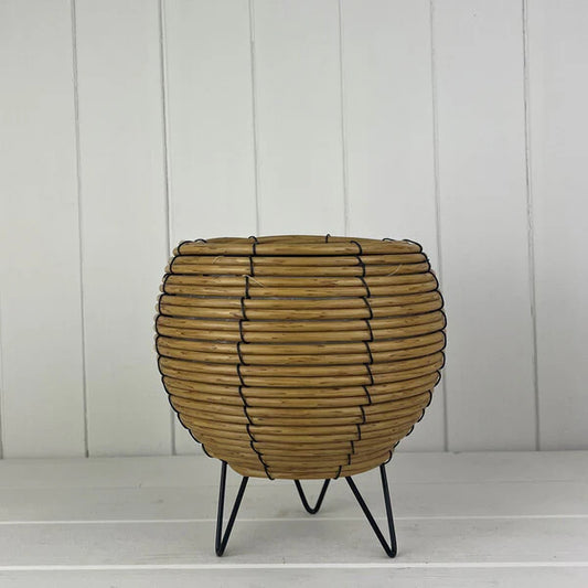 Bulbous Rattan Pot with Legs