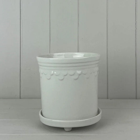 White Saucer Pot H13cm