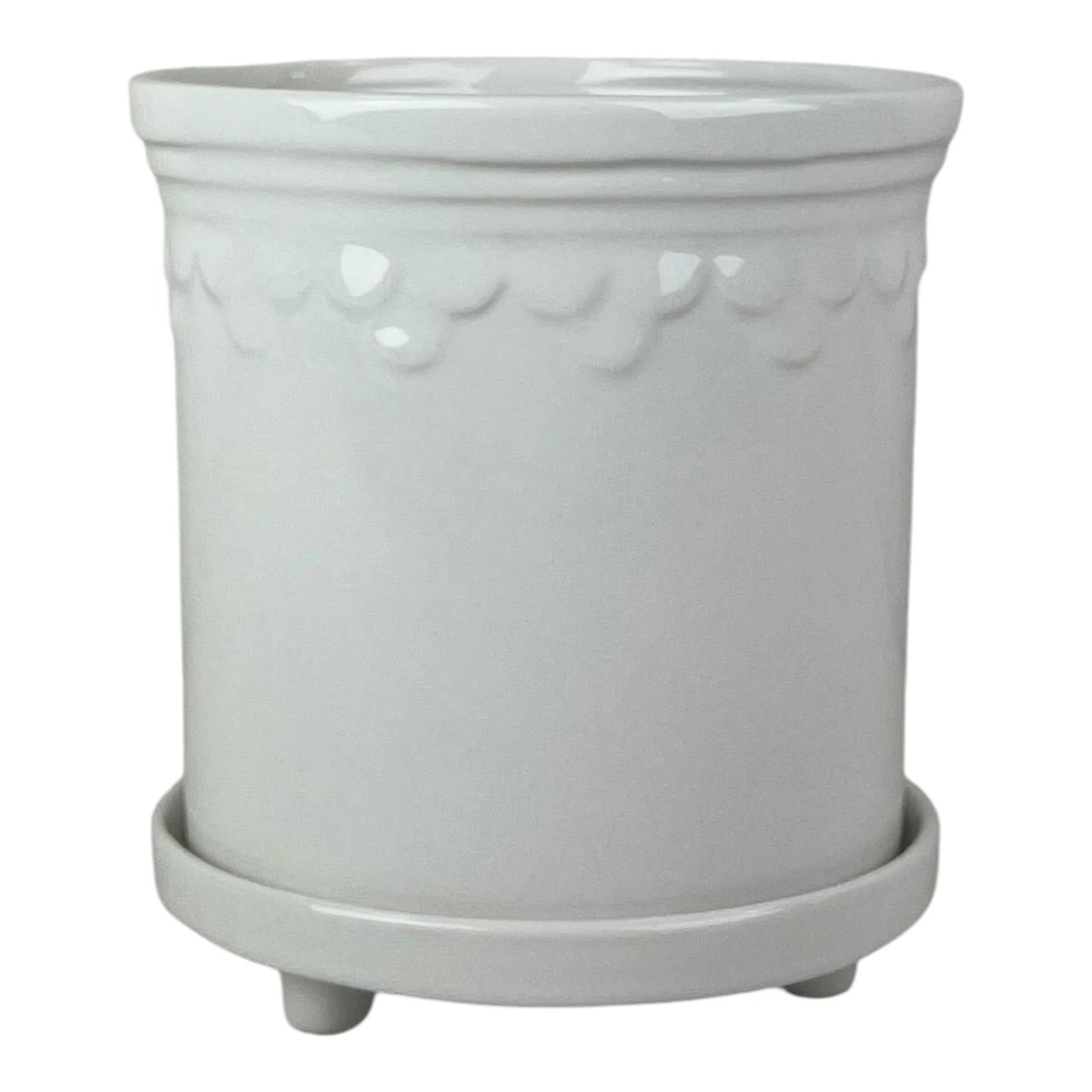White Saucer Pot H15.2cm