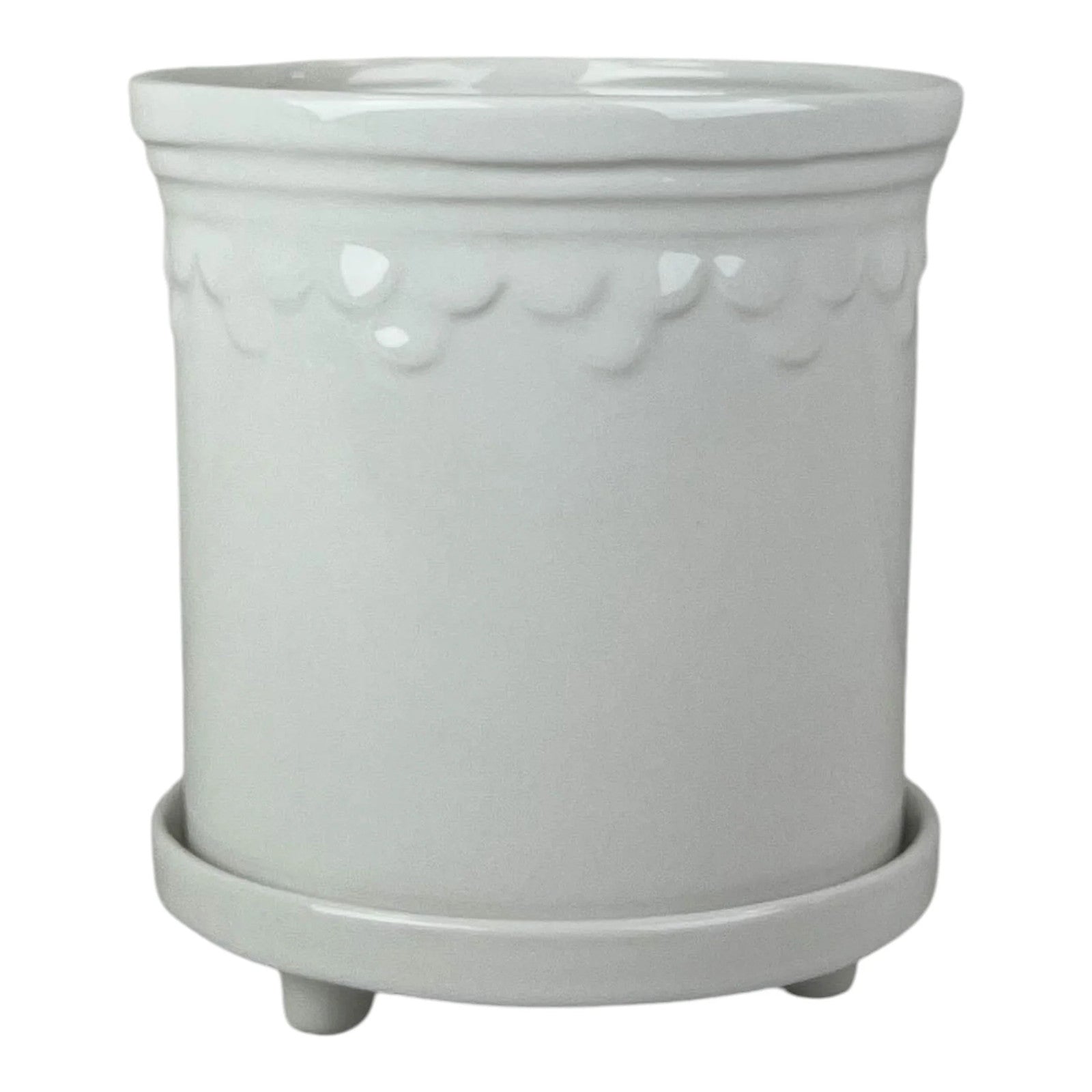 White Saucer Pot H15.2cm