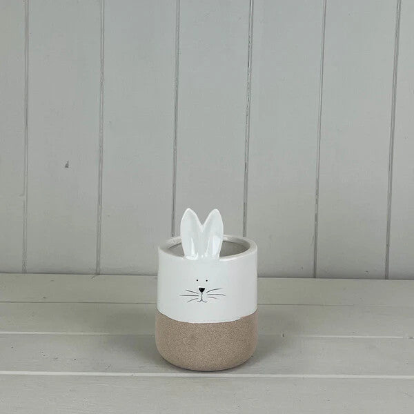 Set Of 2 Ceramic White Rabbit Pot H14.2cm D9.2cm
