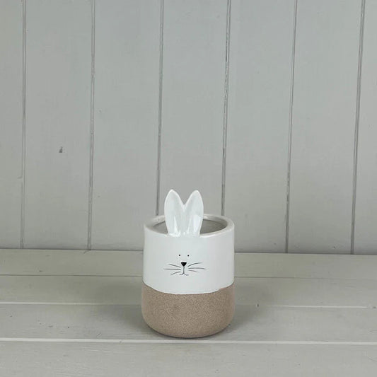 Set Of 2 Ceramic White Rabbit Pot H14.2cm D9.2cm