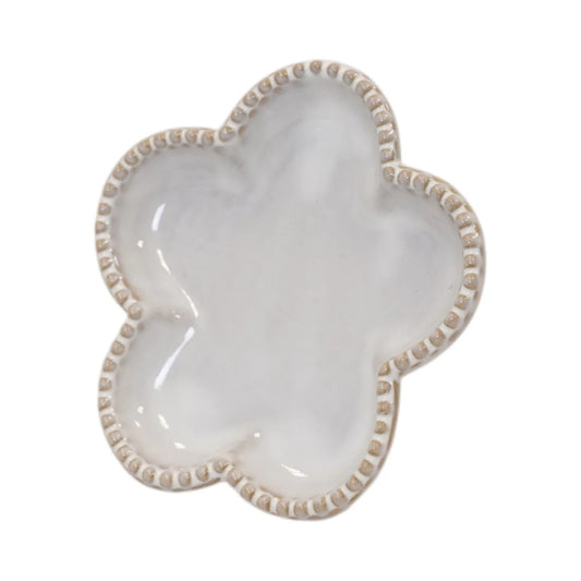 Natural Ceramic Flower Shaped Plate With Bobble Rim Small