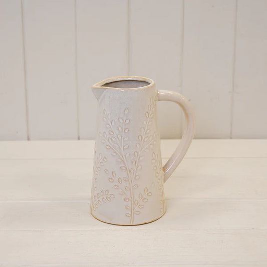 Large Ceramic Natural Jug with Olive Branch Design