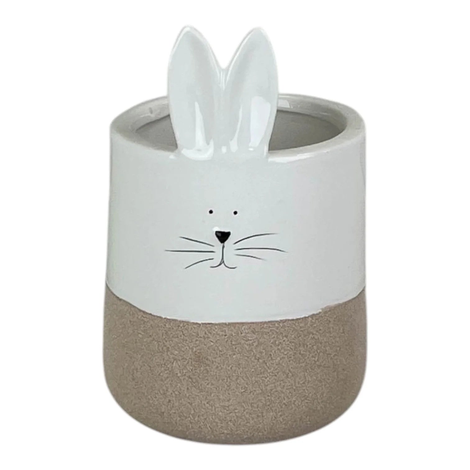 Set Of 2 Ceramic White Rabbit Pot H14.2cm D9.2cm