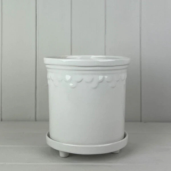 White Saucer Pot H15.2cm