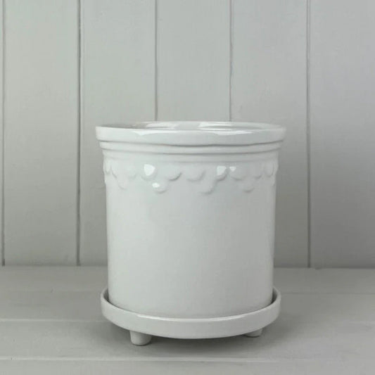 White Saucer Pot H15.2cm