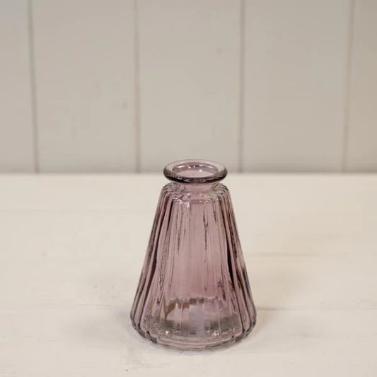 Amethyst Ribbed Glass Bottle L7.4cm W7.4cm H9.9cm