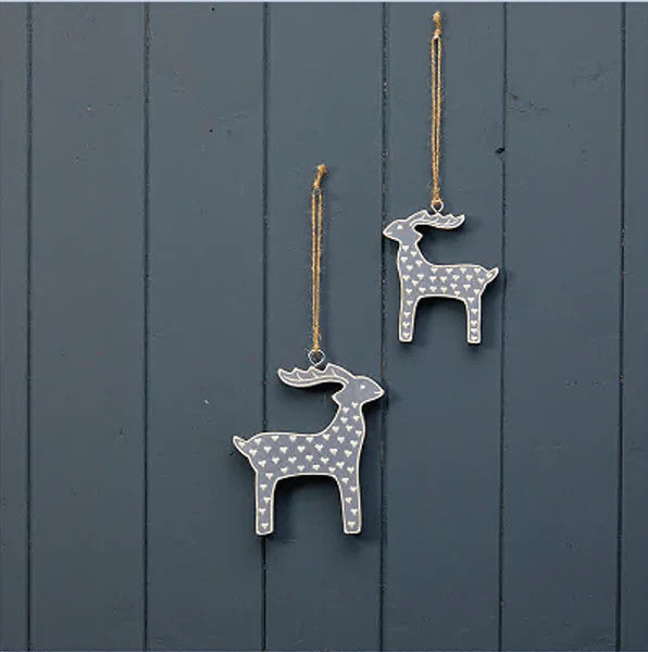 Hanging Grey Reindeer With White Kerry Work 11.5X1X12.5cm