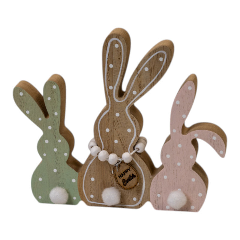 Mixed Colour Wooden Rabbit Decoration