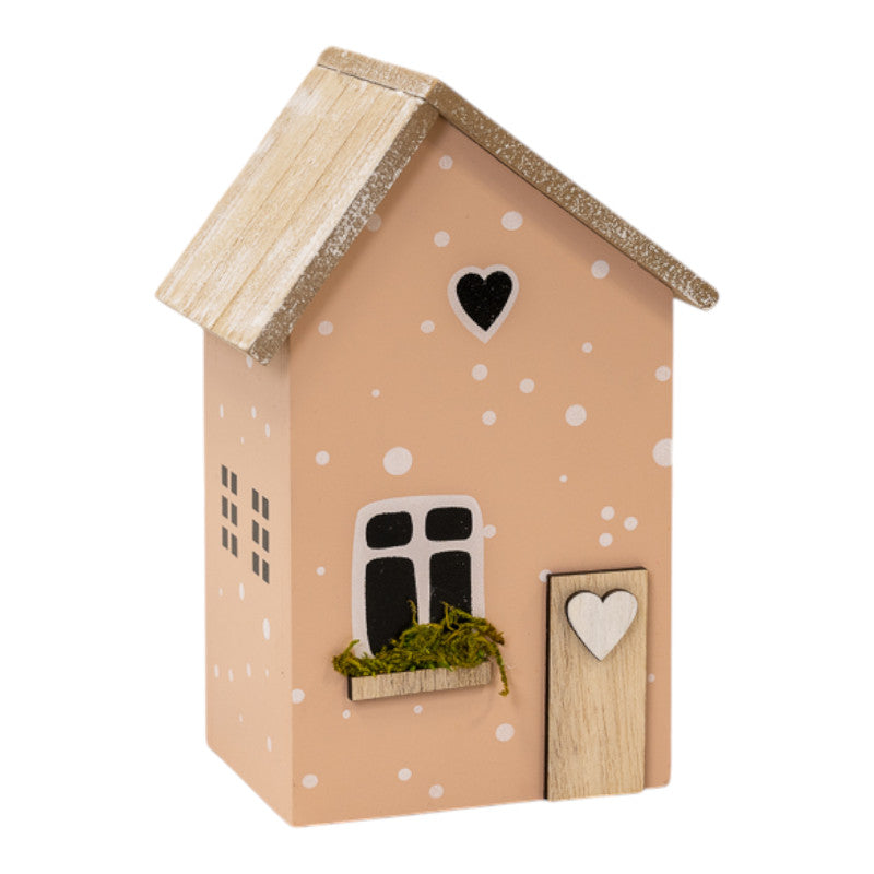 Pink Wooden House Decoration