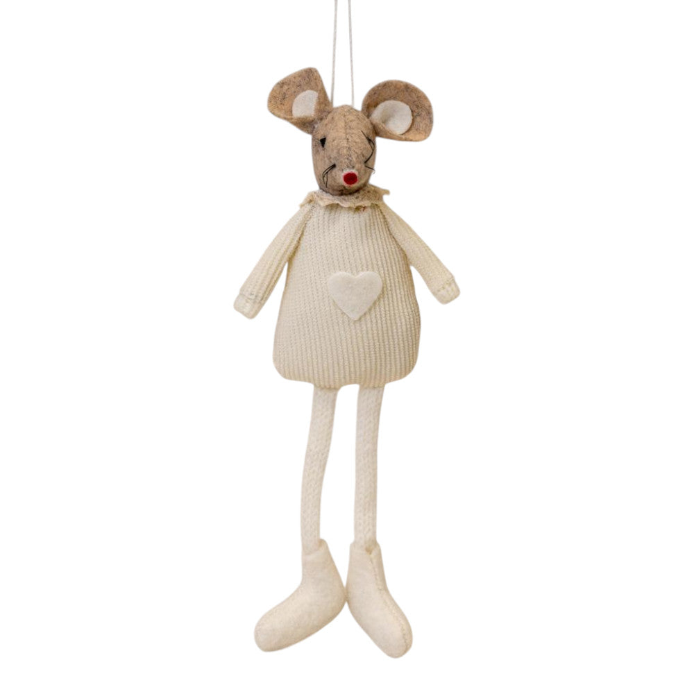 Cream Fabric Sittiing / Hanging Mouse