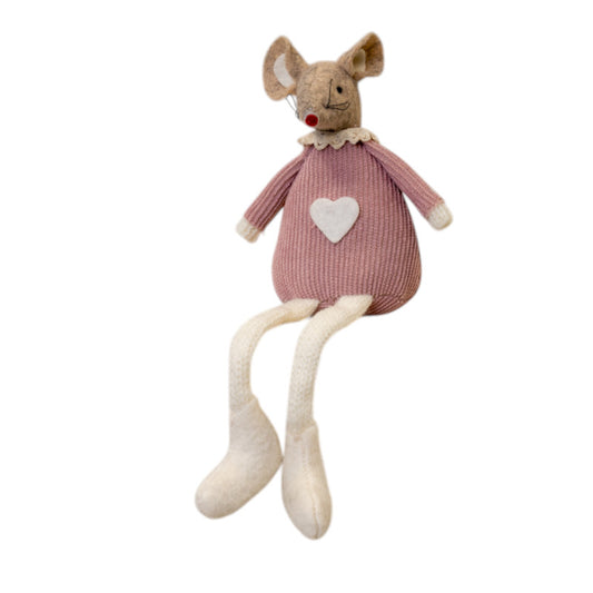 Pink Fabric Sitting Mouse